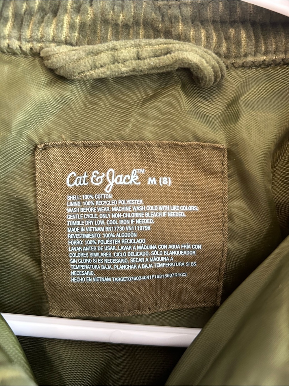 Cat & Jack Olive Green Corduroy Button-Up Jacket - Picture 2 of 4